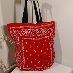 Red Bandana Paisley Tote Bag
